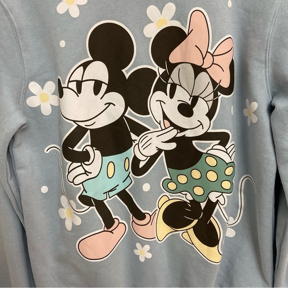 Disney Mickey Mouse & Minnie Sweatshirt Junior's M Blue Classic Cotton Blend - Picture 2 of 4